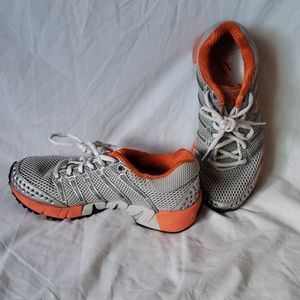 Swiss silver gray orange running shoes